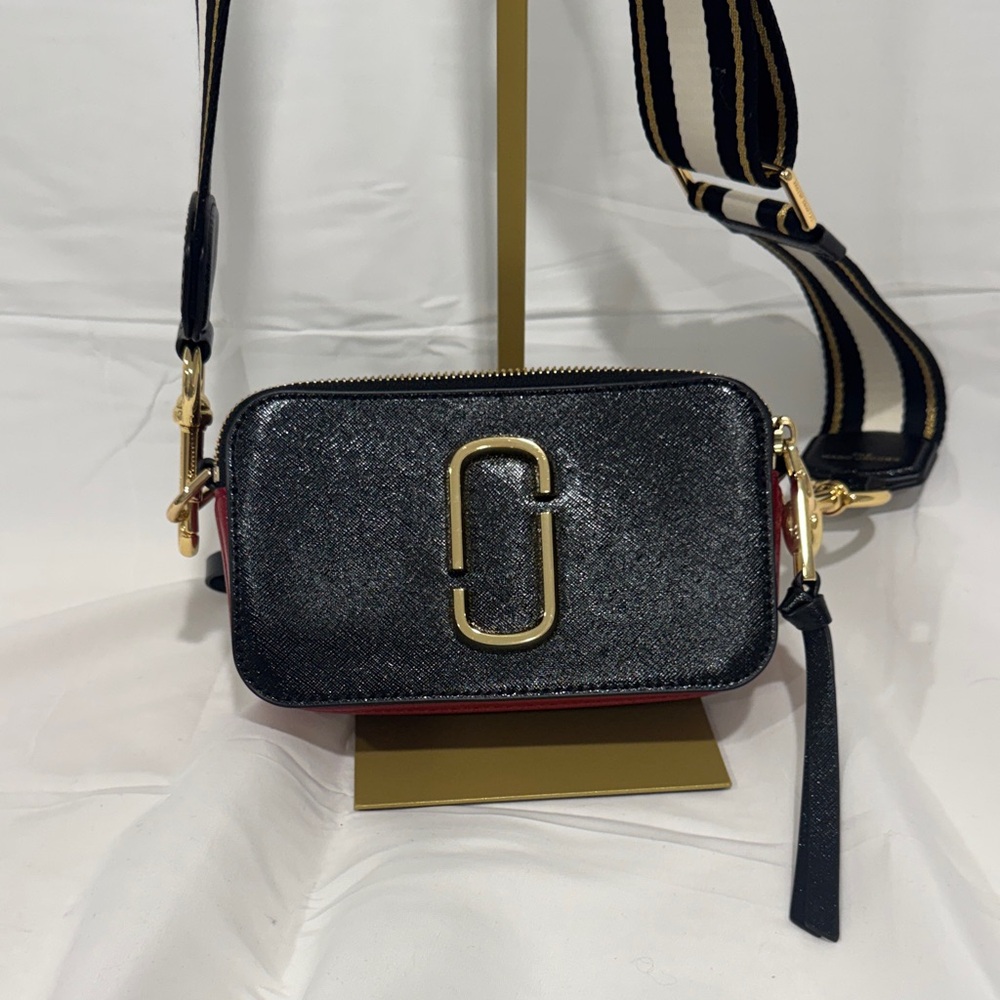 Marc Jacobs Black Glitter Crossbody Bag with Gold Hardware